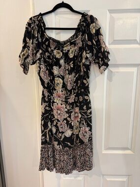 Wonderly Black Flora Dress with Pink and Cream Blooms